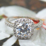 1.5 CT Wedding Engagement RING ROUND CUT Halo White Gold Plated Bridal SIZE 4-13
