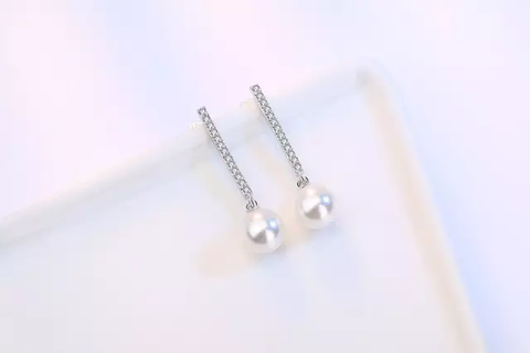 Pearl Crystal Drop Earrings