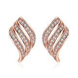 18K Rose Gold Three Wave Stud Earrings