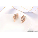 18K Rose Gold Three Wave Stud Earrings