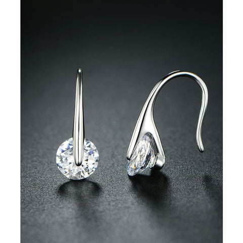 18K White Gold Plated Floating Drop Earrings With Swarovski Elements