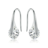 18K White Gold Plated Floating Drop Earrings With Swarovski Elements