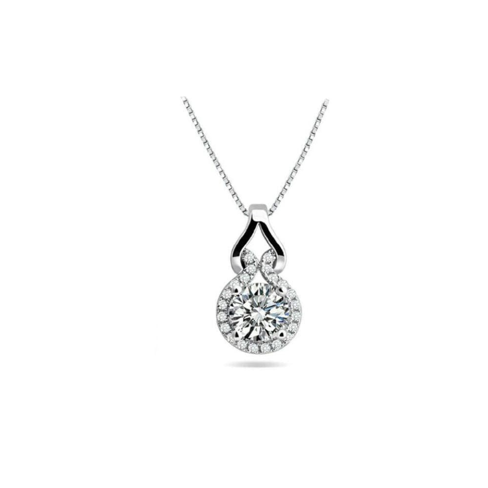 18k White Gold Plated Love Knot Crystal Necklace Made With Swarovski Elements
