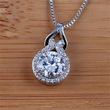18k White Gold Plated Love Knot Crystal Necklace Made With Swarovski Elements 155101