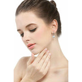 18K White Gold Plated Threader Drop Dangle Hook Earrings Drop Dangle CZ Earrings