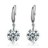 18K White Gold Plated Threader Drop Dangle Hook Earrings Drop Dangle CZ Earrings
