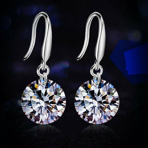 18K White Gold Plated Threader Drop Dangle Hook Earrings Drop Dangle CZ Earrings