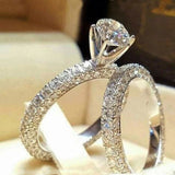 2Pcs Sliver Bridal Set Elegant rings Women Wedding Engagement Jewelry 10 / I