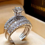 2Pcs Sliver Bridal Set Elegant rings Women Wedding Engagement Jewelry 8 / K