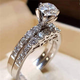 2Pcs Sliver Bridal Set Elegant rings Women Wedding Engagement Jewelry 8 / E