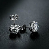 9 mm Round Brilliant Cut Stud Earrings Set 18K White Gold Plated with Crystals