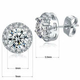 9 mm Round Brilliant Cut Stud Earrings Set 18K White Gold Plated with Crystals