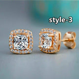 925 Silver,Gold,Rose Gold Stud Earrings for Women Fashion Jewelry A Pair/set