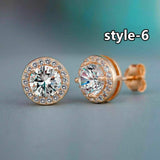 925 Silver,Gold,Rose Gold Stud Earrings for Women Fashion Jewelry A Pair/set