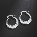 925 Sterling Silver Elegant Round Hoop Earrings Silver