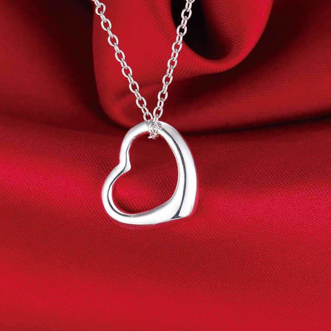 925 Sterling Silver Heart Pendant Necklace