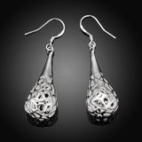 925 Sterling Silver Hollow Drop Earrings