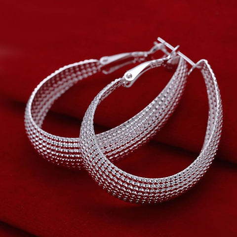 925 Sterling Silver Hoop Pierced Earrings 