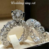 925 sterling silver luxury wedding ring set women bride engagement anniversary jewelry