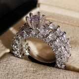 925 sterling silver luxury wedding ring set women bride engagement anniversary jewelry