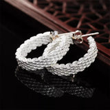 925 Sterling Silver Mesh Hoop Earrings