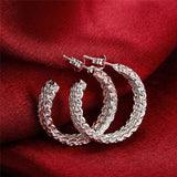 925 Sterling Silver Mesh Hoop Earrings