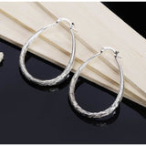 925 Sterling Silver Oval Filigree Hoop Earrings silver color E295