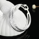 925 Sterling Silver Oval Filigree Hoop Earrings E291 -5CM