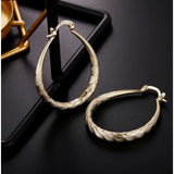 925 Sterling Silver Oval Filigree Hoop Earrings gold color LE041