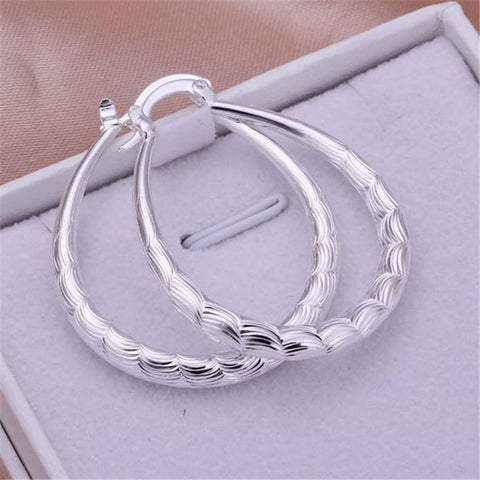 925 Sterling Silver Oval Filigree Hoop Earrings