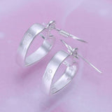 925 Sterling Silver Plated Hollow Open Heart Drop Dangle Earrings Silver Plated