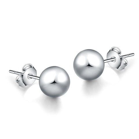 925 Sterling Silver Round Ball Stud Earrings