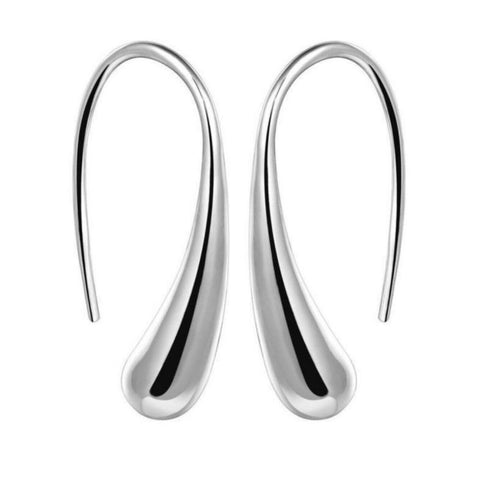 925 Sterling Silver Threader Solid Dangle Hook Tear Water Drop Hanging Earrings