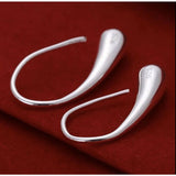 925 Sterling Silver Threader Solid Dangle Hook Tear Water Drop Hanging Earrings