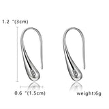 925 Sterling Silver Threader Solid Dangle Hook Tear Water Drop Hanging Earrings