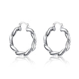 925 Sterling Silver Twisted Rope Round Hoop Earrings