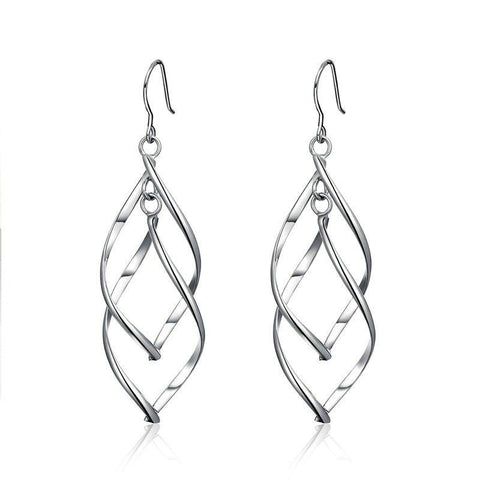 Twisted Sterling Silver Double Drop Earrings