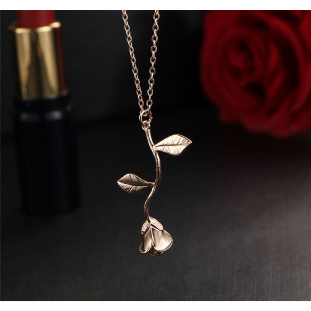 Beauty Rose Pendant Necklace Rose Gold