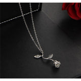 Beauty Rose Pendant Necklace Silver