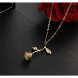 Beauty Rose Pendant Necklace Yellow Gold