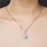 Cushion Cut Pave Crystal Pendant Necklace
