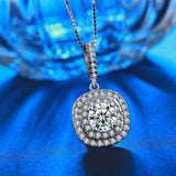Cushion Cut Pave Crystal Pendant Necklace