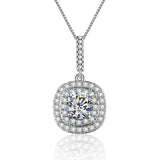 Cushion Cut Pave Crystal Pendant Necklace