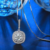 Cushion Cut Pave Crystal Pendant Necklace