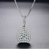 Cushion Cut Pave Crystal Pendant Necklace