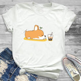 Fashion Women Dog Mood Funny Cute Printing Graphic T Shirt T-Shirt Tee Shirt Tees CZ20403 / L