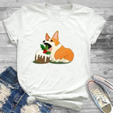 Fashion Women Dog Mood Funny Cute Printing Graphic T Shirt T-Shirt Tee Shirt Tees CZ20399 / L