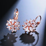 Flower Cluster Crystal Zirconia Hoop Earrings Women Jewelry