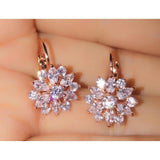 Flower Cluster Crystal Zirconia Hoop Earrings Women Jewelry