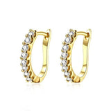 Gold Plated Hoop Earrings with Diamonds AKE150-A